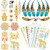 14 Sheets Metallic Temporary Tattoos, Tropical Hawaiian Waterproof Temporary Tattoos, Gold Silver Sexy Body Tattoos Temporary Tattoos Glitter Shimmer Designs Jewelry Tattoos for Women Teens Girls