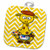 3D Rose Image of Giraffe Painter On Yellow Chevron Stripes Pot Holder, 8 x 8