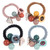 NUOBESTY 4pcs Girls Cartoon Elastic Hair Ties Pearl Hair Scrunchies Beaded Ponytail Holders Hair Ropes Hair Ring Band for Children Girls Kids (Yellow, Blue, Black, Pink)