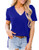 Mokoru Women's Basic V Neck Short Sleeve T Shirt Side Split Casual Tunic Tops Tee, Medium, Royal Blue