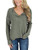 TEMOFON Women's Top Long Sleeve Waffle Knit Tunic Casual Loose Fit Henley Sweater Shirts with Buttons Green 2XL