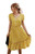 Womens Floral Boho Midi Dress Short Sleeve Casual Summer Knee Length Flowy Dress Yellow L