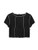 SOLY HUX Women's Lettuce Trim Short Sleeve Tee Ribbed Knit Crop Top Black L