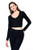 Khanomak Women's Basic Long Sleeves V Neck Fitted Crop Top T Shirt (Black, Small)