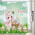 Happy Easter Shower Curtain, Easter Bunny Rabbit and Colorful Easter Eggs Butterfly for Spring Festival Holiday Shower Curtain for Bathroom, Fabric Easter Egg Shower Curtain Set with Hooks, 70 inchX70 inch In