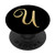 Letter U Initial Monogram Black and Tan Fancy Cursive PopSockets Grip and Stand for Phones and Tablets