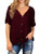 I2CRAZY Tunics for Women to Wear with Leggings Plus Size Button Down Tops Front Tie Knot Blouse - S, WineRed