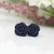 Plastic Post Rose Stud Earrings for Metal Sensitive Ears, 13mm Matte Navy Blue
