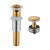 Rainovo Sink Drain Stopper Bathroom, Pop-Up Drain Stainless Steel With Overflow Anti-Clogging for Vessel Sink Lavatory Vanity Sink Drain with Strainer Basket, Brushed Gold