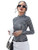 Floerns Women's Plaid Mock Neck Long Sleeve Fitted Pullover Tee Shirts Top Black and White M