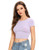 SweatyRocks Women's Basic Short Sleeve Scoop Neck Crop Top Purple Medium