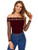 Floerns Women's Long Sleeve Off Shoulder Lace Contrast Blouse Tops Burgundy M