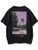 Romwe Women's Casual Short Sleeve Graphic Print Basic Tee Tops Oversized T Shirt Black L