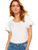 Romwe Women's Summer Ruffle Short Sleeve Slim Fit Casual Blouse Shirts Top Solid White M