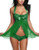 Avidlove Women Satan Green Lingerie Mrs Clause Lingerie Nighties Halter Lace Babydoll Chemise