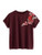 Romwe Women's Floral Embroidery Cuffed Short Sleeve Casual Tees T-Shirt Tops Burgundy S