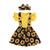 Toddler Baby Girl Suspender Skirt Sets Short Sleeve Ruffled TopsplusFloral DressplusHeadband Clothes (Yellow, 12-18 Months)