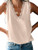 Famulily Womens Summer V Neck Lace Sleeveless Shirts Tops Soft Flowy Tank Tops Blouses Beige XX-Large