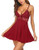 Avidlove Women Lingerie Sexy Chemise Nightgown Lace Babydoll Full Slip Dress Sleepwear Dark Red Large