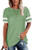 Tiksawon Womens Casual Tops Summer Short Sleeve Shirts Striped Loose Blouse Basic Tee T-Shirt Green M