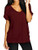 ZANZEA Women's Summer Casual T-Shirt Short Sleeve Loose Basic Tee V Neck Plus Size Tops Shirts Blouse 01-Wine Red Medium