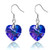 Swarovski Crystal Heart Drop Dangle Earrings for Women 925 Sterling Silver Hook Hypoallergenic Earring (Violet)