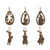 DNDECONATION Gold Resin Easter Egg Rabbit Hanging Ornament 6PCS Home Decor for Spring