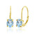Yellow Gold Flashed Sterling Silver Blue Topaz 8x6mm Oval Leverback Earrings