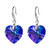 Swarovski Crystal Heart Dangle Hook Earrings for Women Drop Earrings 14K Gold Plated Hypoallergenic Jewelry (Violet Blue)