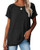 Womens Short Sleeve Shirts Crewneck Workout Top Color Block Loose Casual Tunic Tops Athletic T-Shirt