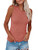 Saodimallsu Womens High Neck Tank Top Summer Ribbed Sleeveless Shirts Casual Loose Knit Cami Sweater Vest Red