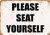 Wall-Color 7 x 10 Metal Sign - Please Seat Yourself - Vintage Look