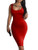 LAGSHIAN Women's Sexy Bodycon Tank Dress Sleeveless Basic Midi Club Dresses Red