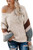 Yanekop Womens Off Shoulder Sweater V Neck Long Sleeve Striped Knitted Chunky Pullover Tops(Khaki,XL)