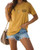 MLEBR Womens Casual Letter Printed Graphic Tee Shirts Short Sleeve Summer Blouses Tunics Shirts Tops Graphic Loungewear Yellow XL