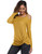 kayamiya Women's Long Sleeve Cold Shoulder Shirts Twist Knot Waffle Knit Pullover Tops M/US4-6 Yellow