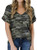 MIHOLL Women's Short Sleeve V-Neck Shirts Loose Casual Tee T-Shirt (B_ Army Green, XX-Large)