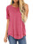 TEMOFON Women's Soft Short Sleeve Tops Crew Neck Casual Loose T-Shirts Blouse Tunic Top Pink Red XL