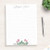 Personalized Stationery Notepad - Custom Writing Paper - Floral Notepad - Rose Flower Desk Pad - 5X8 Or 8X10 Notepad