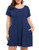 BELAROI Women's Short Sleeve Swing Dresses Summer Casual Pockets T Shirt Dress(1X,Navy Blue)