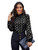 WDIRARA Women's Polka Dots Mock Neck Bishop Long Sleeve Elegant Blouse Top Black M