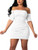 GOBLES Women's Summer Short Sleeve Sexy Bodycon Ruched Mini Party Dress White