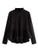 Romwe Women's Long Sleeve Frill Mock Neck Ruffle Hem Peplum Blouse Tops Shirt Black Small