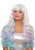 Dreamgirl Women's Long Wavy Layered White/Pink/Lavender/Light Blue Wig, Multi, One Size