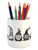 Lunarable Gnome Pencil Pen Holder, Little Forms with Striped and Polka-Dotted Hats on a Plain Background, Ceramic Pencil Holder for Desk Office Accessory, 3.6 inch X 3.2 inch, Red Charcoal