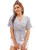 LYANER Women's Floral Print Surplice V Neck Ruffle Hem Short Sleeve Blouse Peplum Top Blue X-Large
