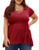 LALAGEN Women Plus Size Short/Long Sleeve Blouse Criss Cross V Neck Tunic Top Swing Flowy Shirts Wine 3XL
