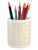 Ambesonne Educational Pencil Pen Holder, Childish School Supplies and Latin Alphabet Letters Scattered on Plain Backdrop, Ceramic Pencil Holder for Desk Office Accessory, 3.6 inch X 3.2 inch, Multicolor