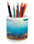 Lunarable Reef Pencil Pen Holder, Scuba Diver Silhouette Corals Aquatic Life, Ceramic Pencil Holder for Desk Office Accessory, 3.6 inch X 3.2 inch, Sky Blue Multicolor