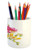 Lunarable Summer Spring Pencil Pen Holder, Colorful Summer Flower Bouquet Blossom Photo on Plain Backdrop, Ceramic Pencil Holder for Desk Office Accessory, 3.6 inch X 3.2 inch, White and Multicolor